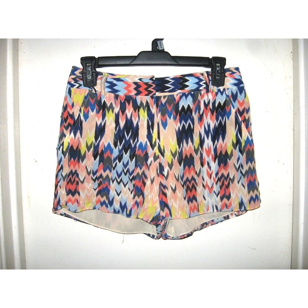 Waverly Grey Multicolor Chevron Stripes Silk Shorts Size 0 Made in USA